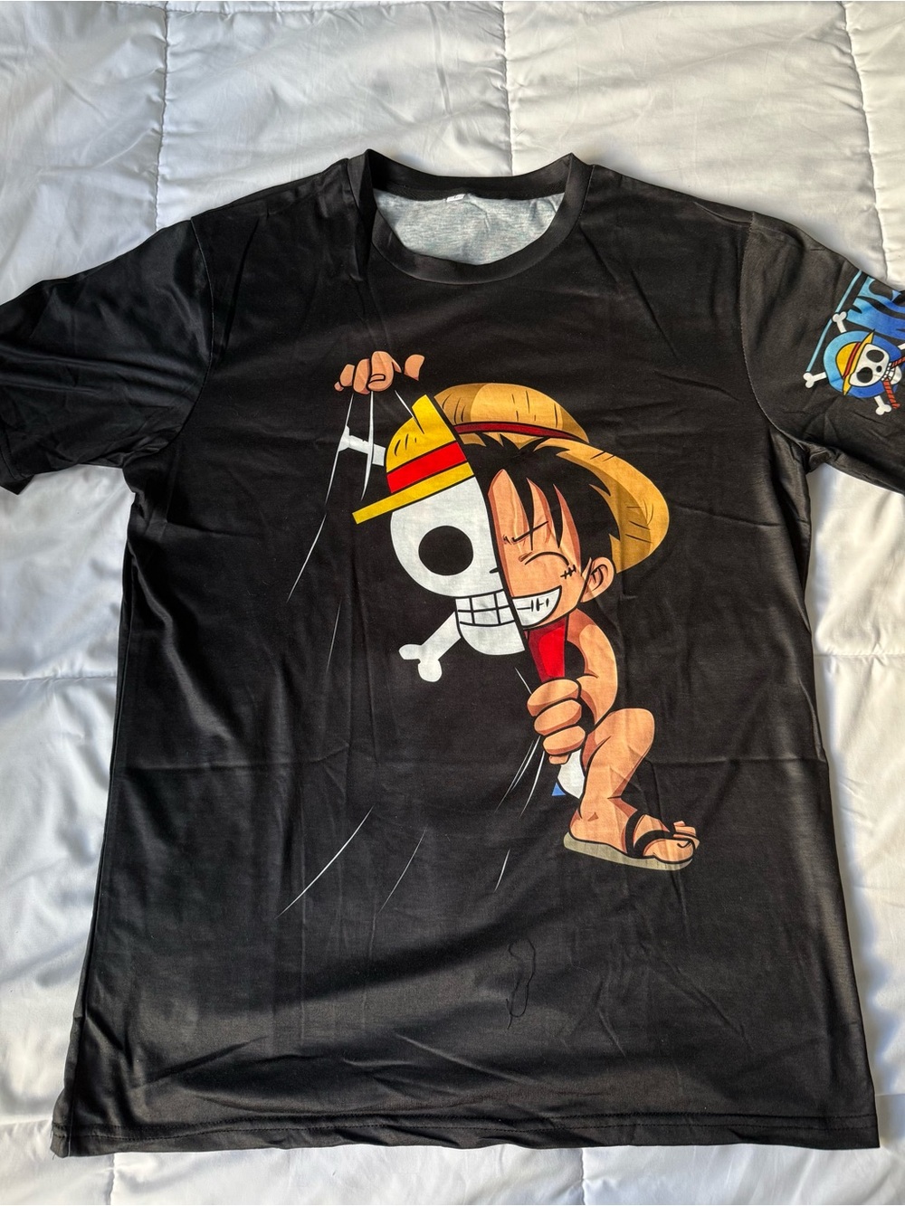 Black Graphic Luffy Straw Hat T-Shirt